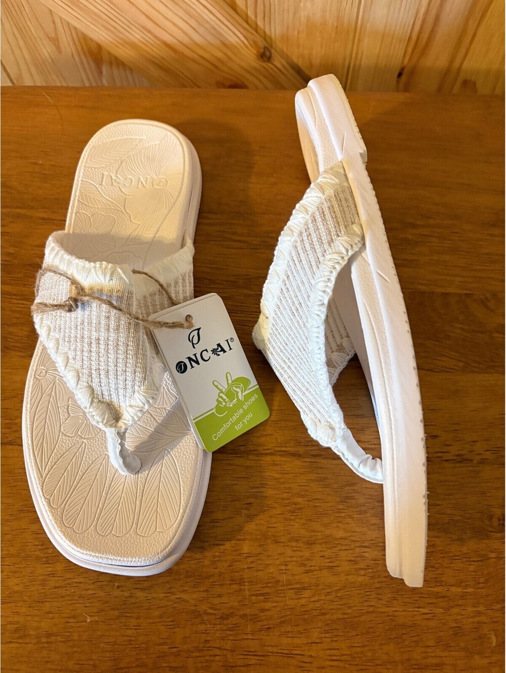 ONCAI Women's White Lightweight Thong Sandal Flip Flops Size 9 US - Picture 2 of 6